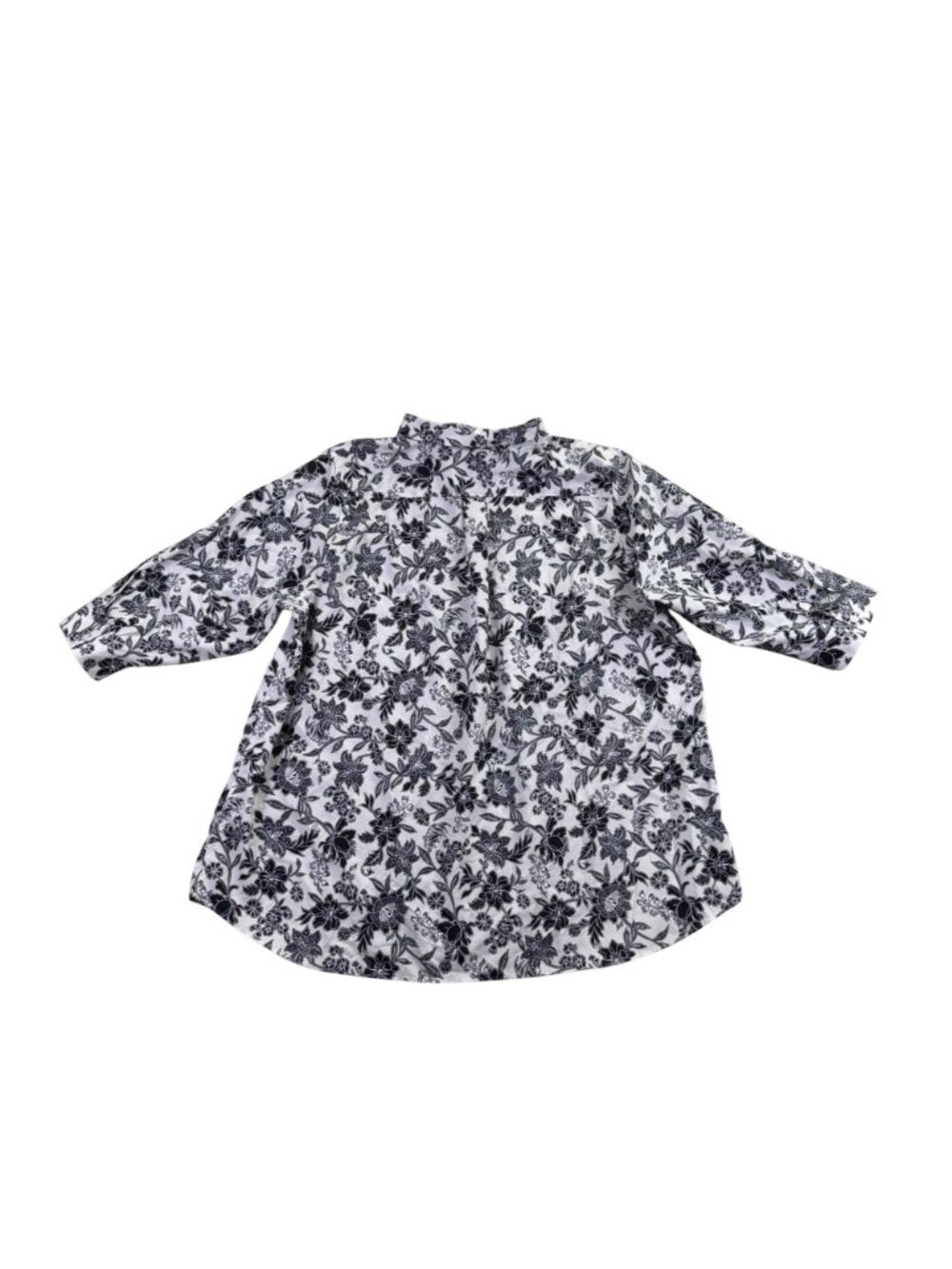 Lands End Womens Black & White Cotton Floral Print Button-Up Shirt Size 22W - Picture 3 of 9